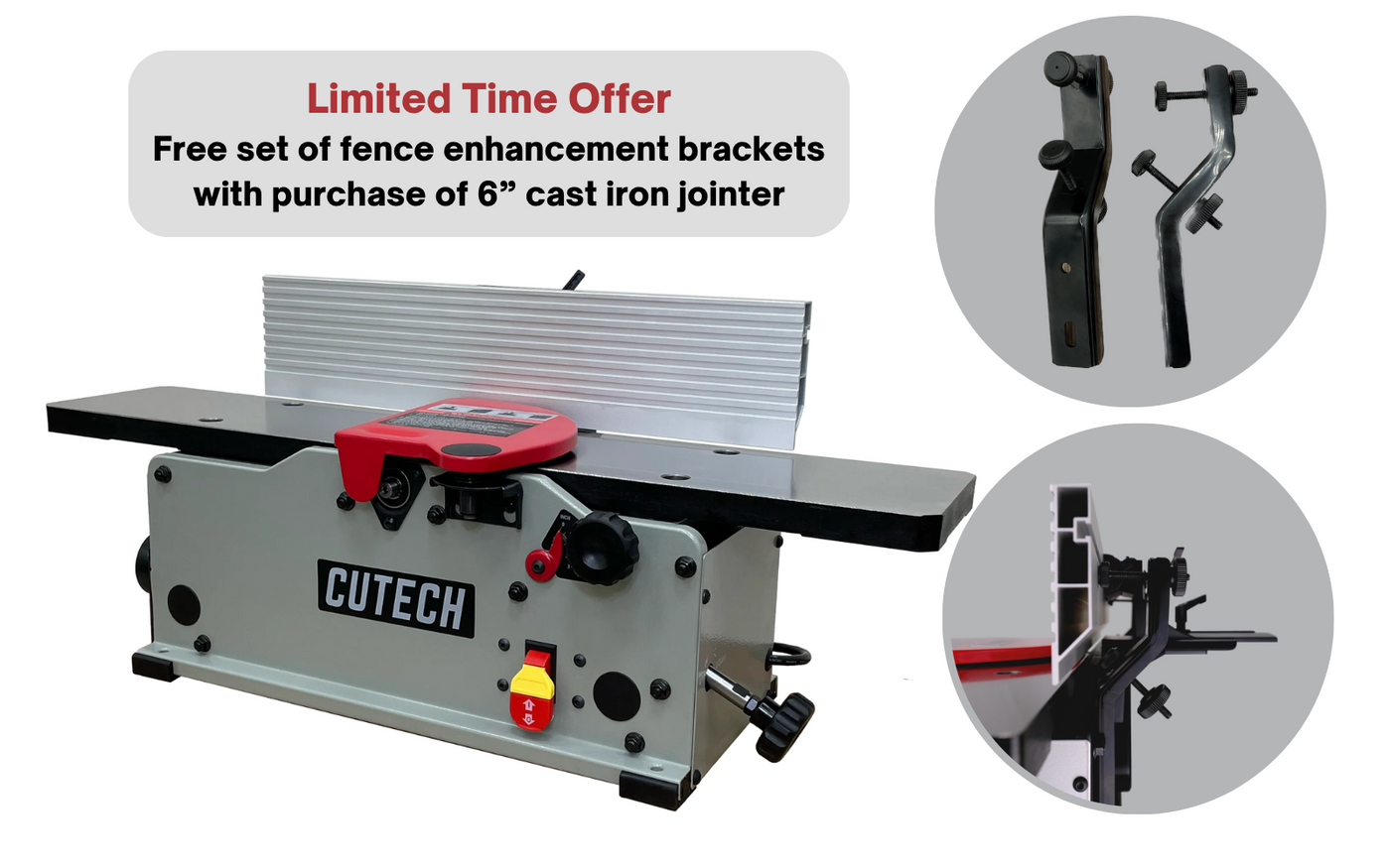 6" Spiral Cutterhead Benchtop Jointer (Cast Iron Tables) CUTECH 4016